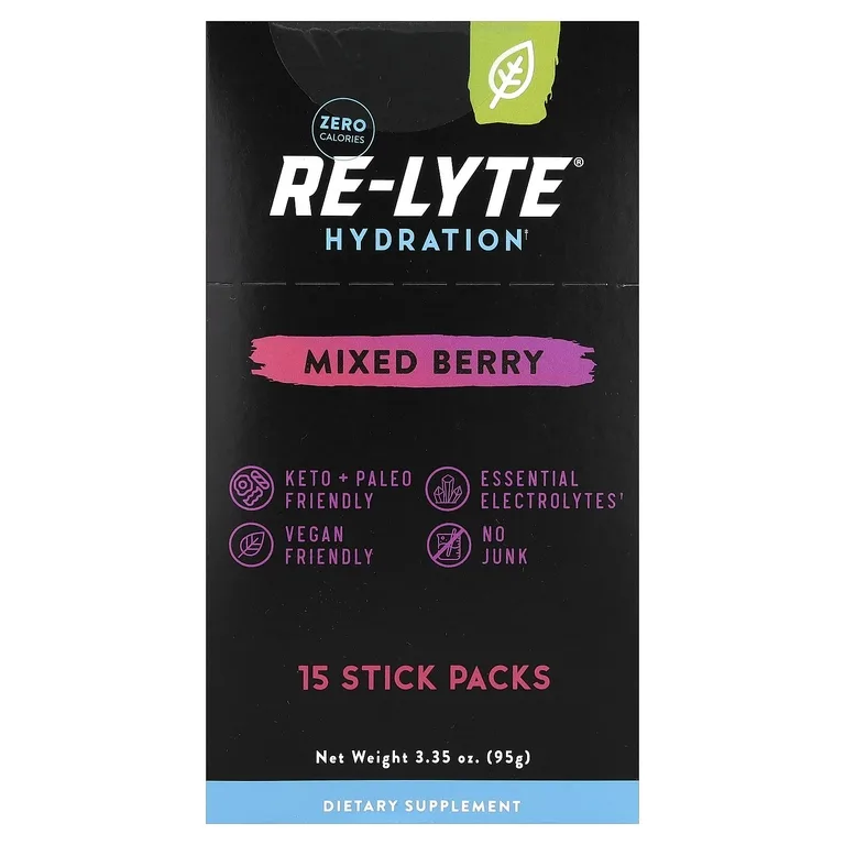 Redmond Trading Company, Re-Lyte® Hydration, ягодная смесь, 15 палочек-пакетов по 6,3 г (0,22 унции)