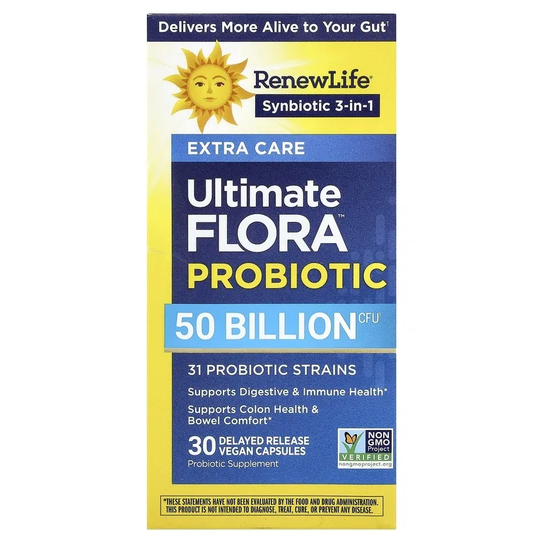 Renew Life, Ultimate Flora™, пробиотик с отсроченным высвобождением, 30 веганских капсул