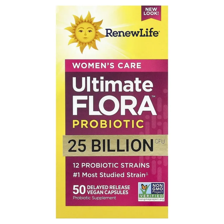 Renew Life, Women's Care, пробиотик Ultimate Flora™, 50 веганских капсул с отсроченным высвобождением