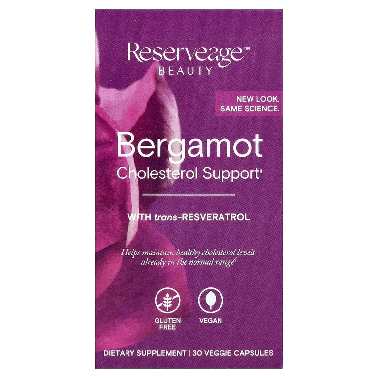 Reserveage Beauty, экстракт бергамота для поддержки здорового уровня холестерина, 30 растительных капсул