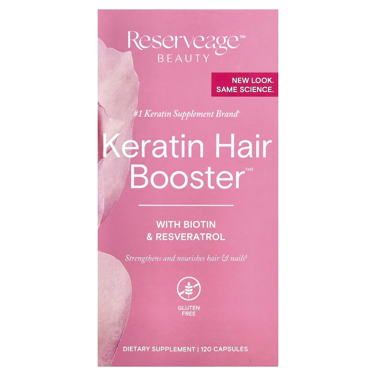 Reserveage Beauty, Кератиновый усилитель для волос с биотином и ресвератролом, 120 капсул