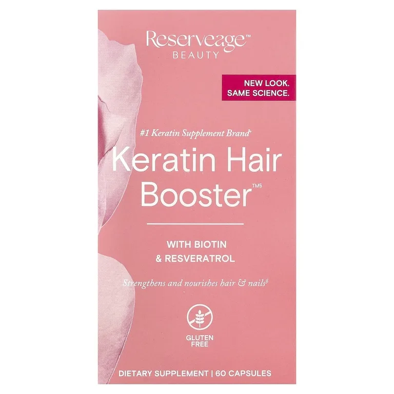 Reserveage Beauty, Кератиновый усилитель волос™ с биотином и ресвератролом, 60 капсул