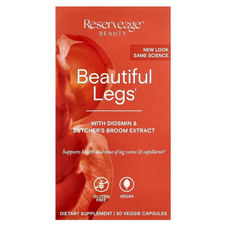 Reserveage Beauty, комплекс для здоровья вен с диосмином и ресвератролом, 30 растительных капсул