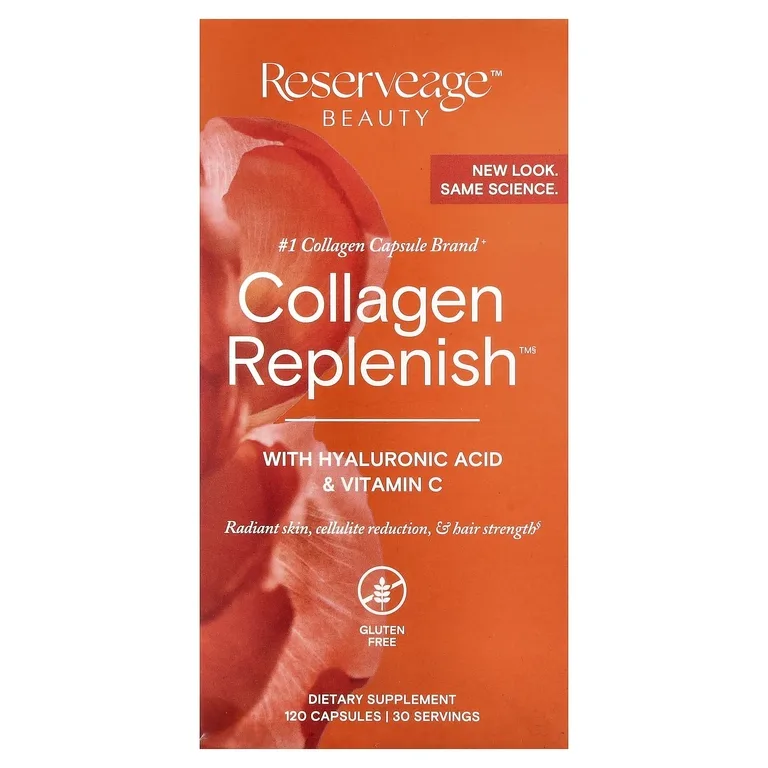 Reserveage Beauty, пептиды коллагена с гиалуроновой кислотой и витамином C, 120 капсул