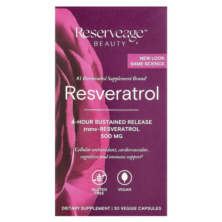 Reserveage Beauty, Ресвератрол, 30 растительных капсул