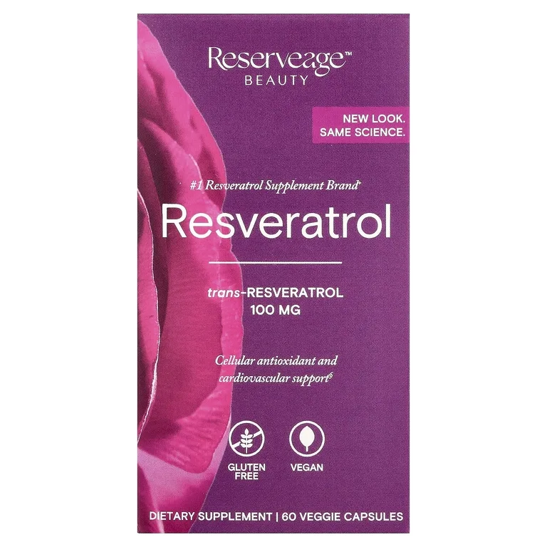 Reserveage Beauty, ресвератрол, 60 растительных капсул