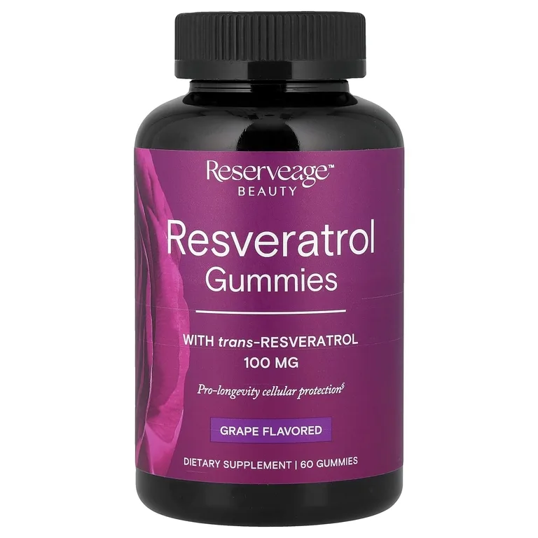 Reserveage Beauty, жевательные мармеладки с ресвератролом, со вкусом винограда, 60 шт.