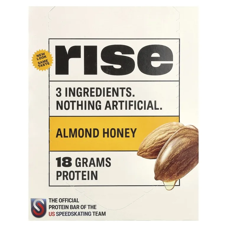 Rise Bar, протеиновый батончик, миндаль и мёд, 12 батончиков по 60 г