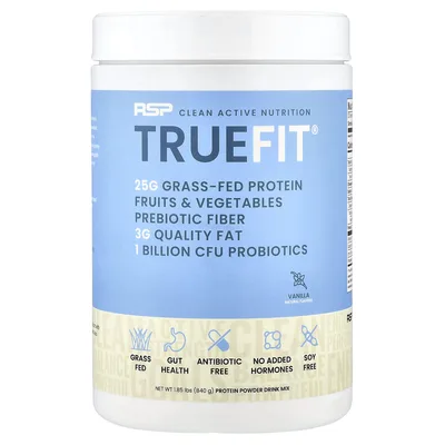 RSP Nutrition, TrueFit, сывороточный протеиновый коктейль из экологически чистых ингредиентов, ваниль, 940 г (2 фунта)
