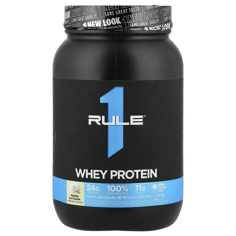 Rule One Proteins, сывороточный протеин, со вкусом ванильного мороженого, 891 г (1,96 фунта)