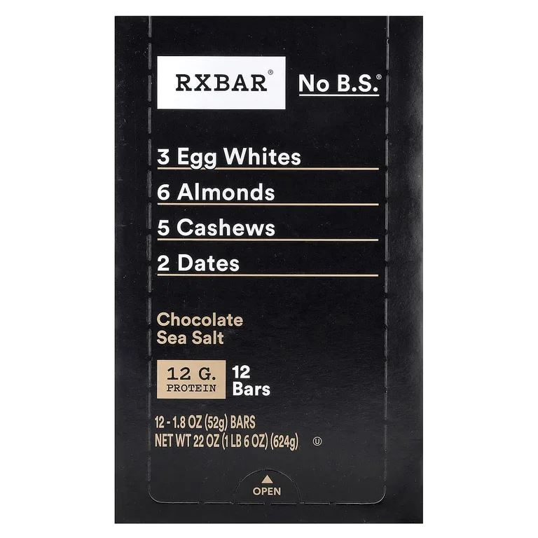 RXBAR, протеиновые батончики, шоколадная морская соль, 12 батончиков, 52 г (1,8 унции)