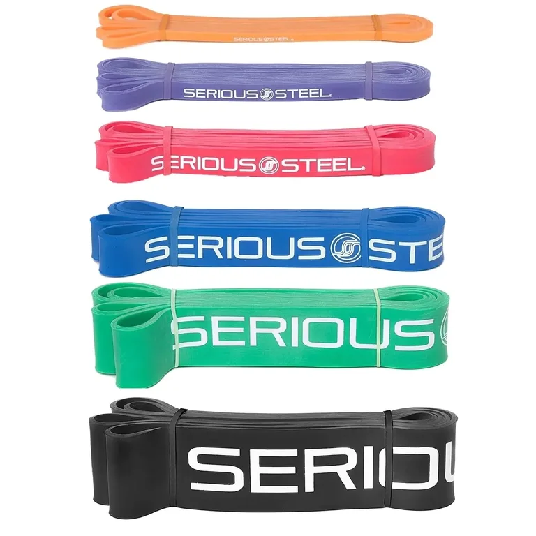 Serious Steel Fitness, Ремешок для сопротивления 41 дюйм, полный набор, набор из 6 предметов