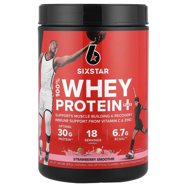 SIXSTAR, 100% Whey Protein Plus, клубничный смузи, 816 г (1,8 фунта)