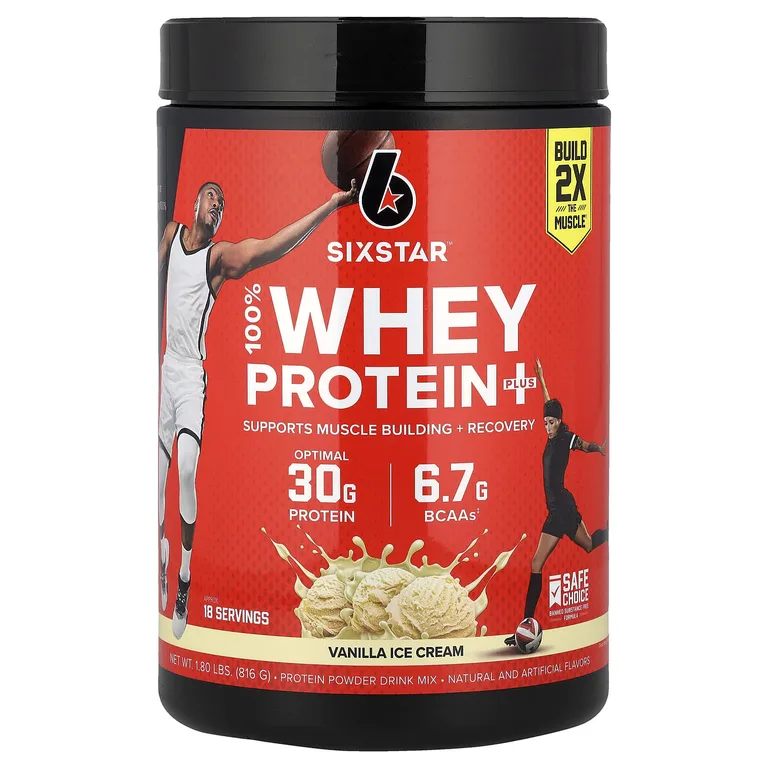 SIXSTAR, 100% Whey Protein Plus, сывороточный протеин плюс, со вкусом ванильного крема, 816 г (1,80 фунта)
