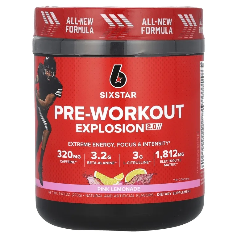 SIXSTAR, Pre-Workout Explosion 2.0, предтренировочный комплекс, розовый лимонад, 273 г (9,63 унции)