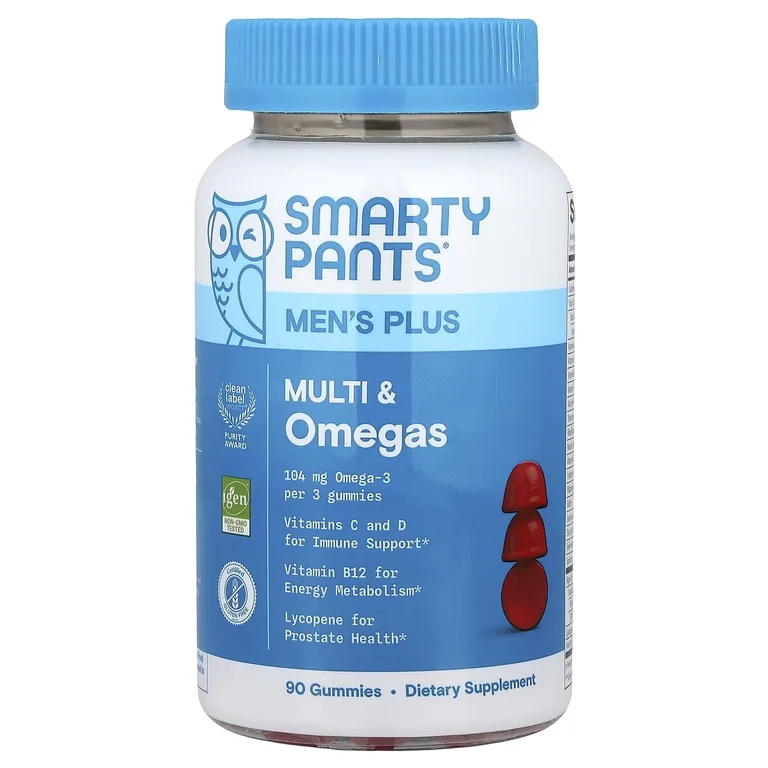 SmartyPants, мультивитамины и омега для мужчин, со вкусом малинового лимонада, 90 жевательных таблеток