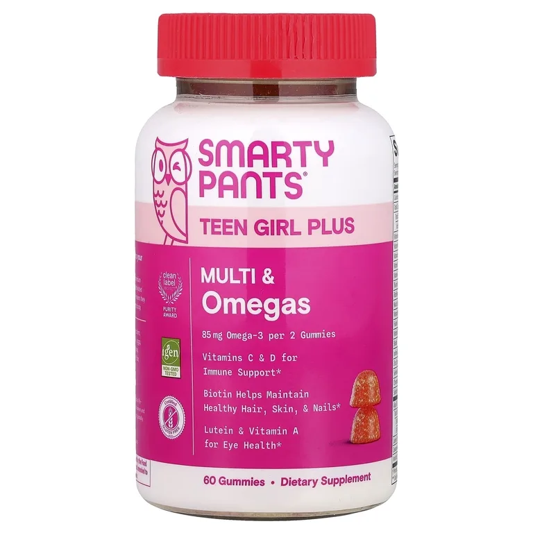 SmartyPants, Teen Girl Plus, мультивитамины и омега-кислоты для девочек-подростков, манго и апельсин, 60 жевательных таблеток