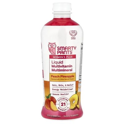 SmartyPants, Women's Plus, жидкие мультивитамины и минералы со вкусом персика и ананаса, 946 мл (32 жидк. унции)