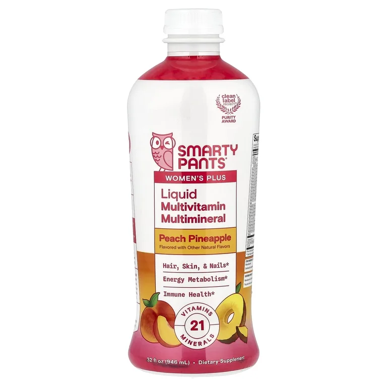 SmartyPants, Women's Plus, жидкие мультивитамины и минералы со вкусом персика и ананаса, 946 мл (32 жидк. унции)