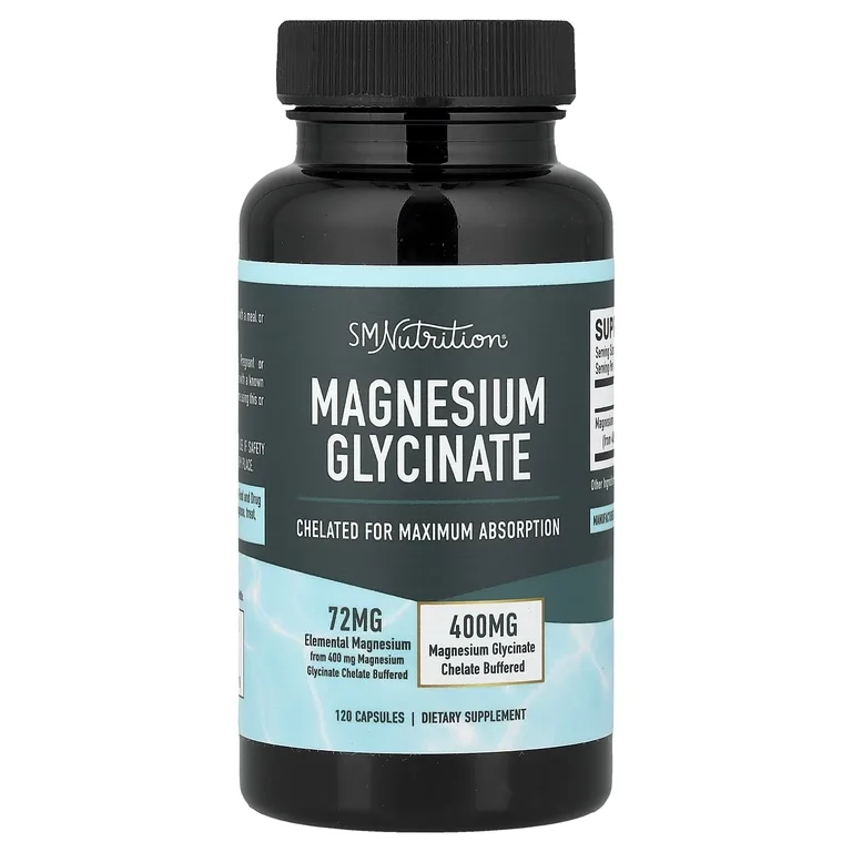 SMNutrition, глицинат магния, хелатированный для максимального усвоения, 120 капсул (36 мг в 1 капсуле)