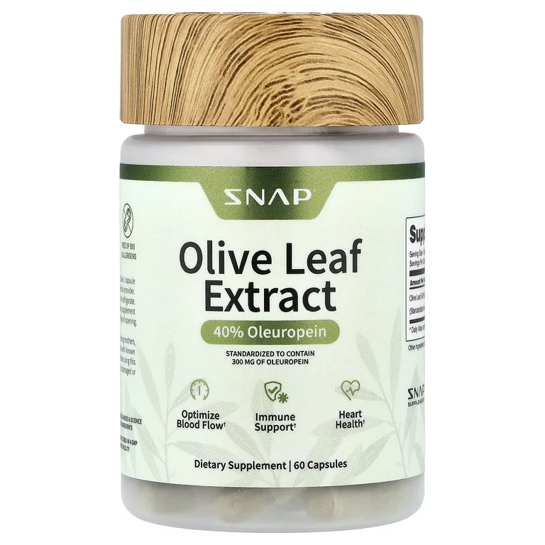 Snap Supplements, Листья оливкового дерева, максимальная эффективность, 750 мг, 60 капсул