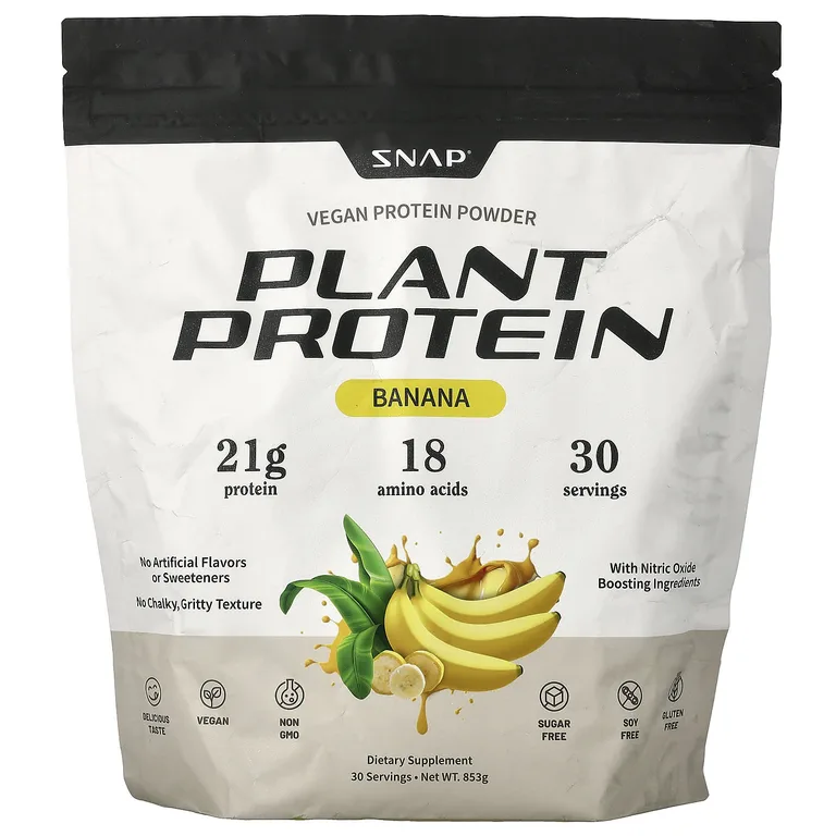 Snap Supplements, Растительный протеин, веганский протеиновый порошок, банан, 853 г