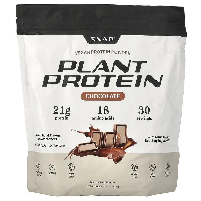 Snap Supplements, Растительный протеин, веганский протеиновый порошок, шоколад, 939 г