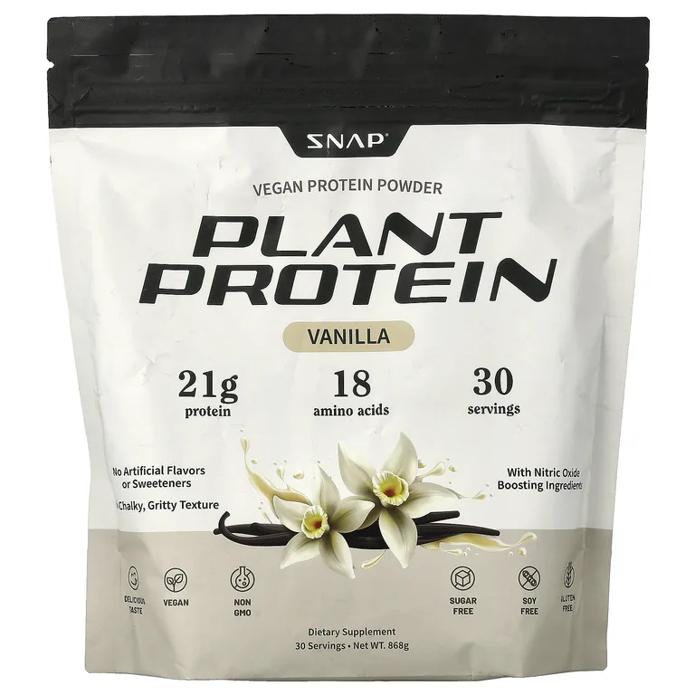 Snap Supplements, растительный протеин, веганский протеиновый порошок, ваниль, 868 г
