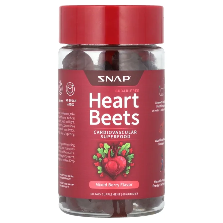 Snap Supplements, Сердце из свеклы, ягодное ассорти, 60 жевательных мармеладок