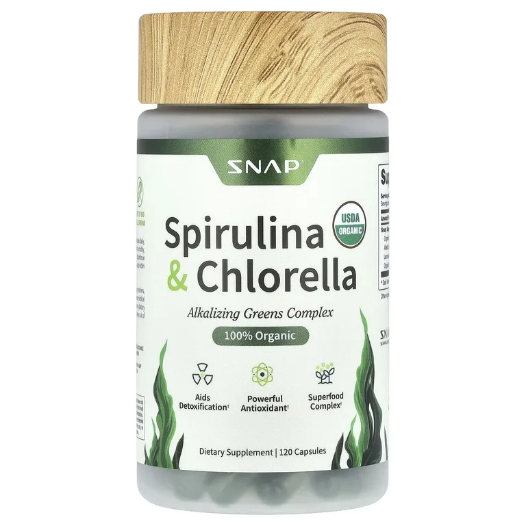 Snap Supplements, Спирулина и хлорелла, 120 капсул