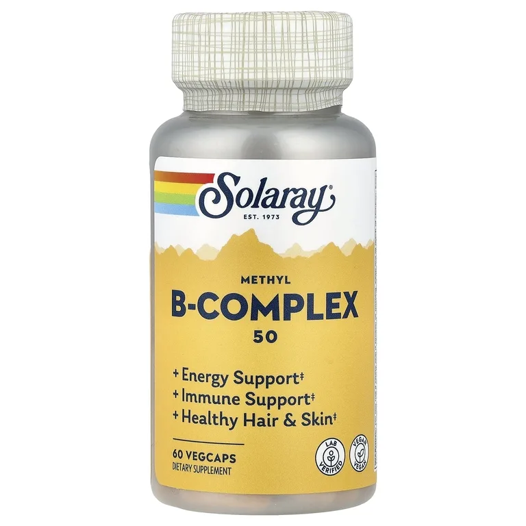Solaray, Methyl B-Complex 50, комплекс метилированных витаминов группы B, 60 вегетарианских капсул