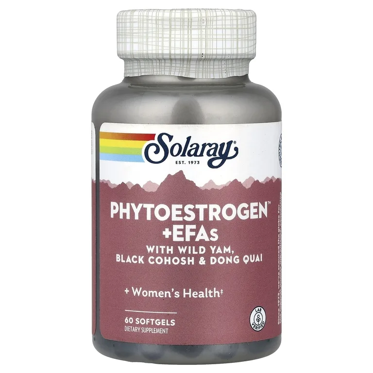 Solaray, Phytoestrogen™ с незаменимыми жирными кислотами с диким ямсом, воронцем кистевидным и дудником китайским, 60 мягких таблеток