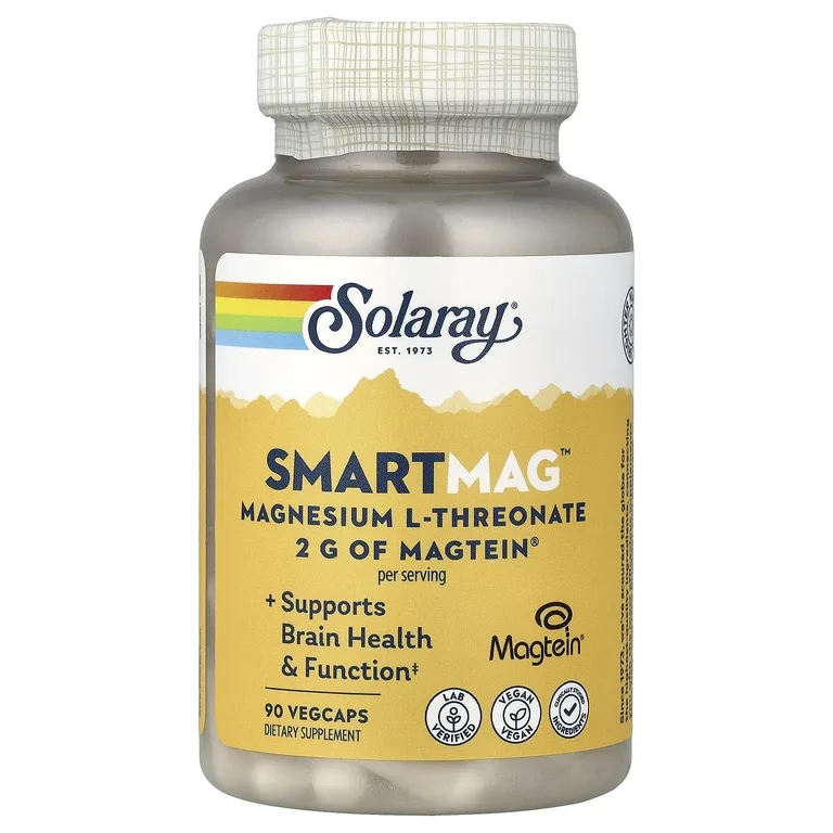 Solaray, SmartMag™, L-треонат магния, 90 капсул VegCap (48 мг в 1 капсуле VegCap)