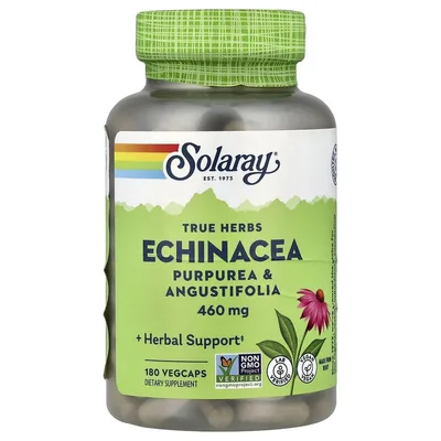 Solaray, True Herbs, эхинацея, 460 мг, 180 растительных капсул