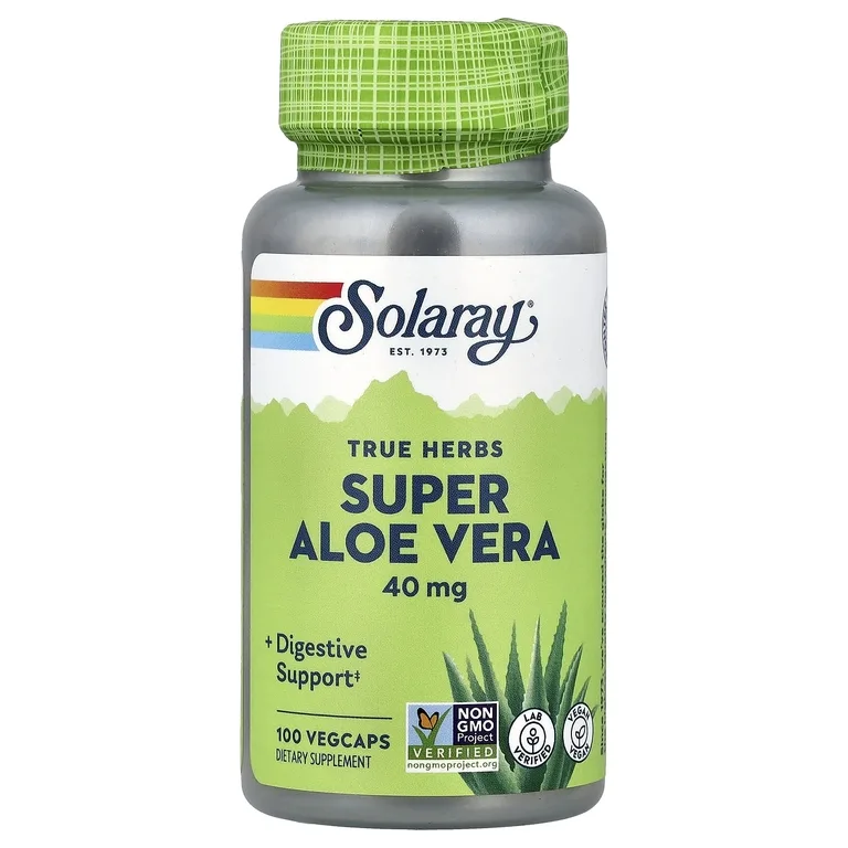 Solaray, True Herbs, супералоэ вера, 100 растительных капсул