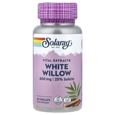 Solaray, Vital Extracts, белая ива, 60 вегетарианских капсул