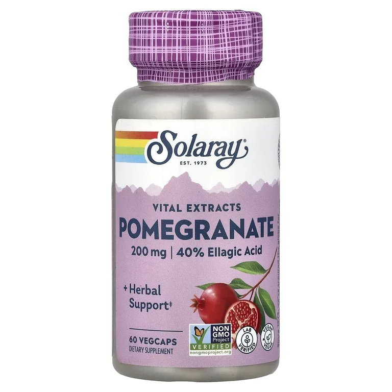 Solaray, Vital Extracts, гранат, 60 растительных капсул