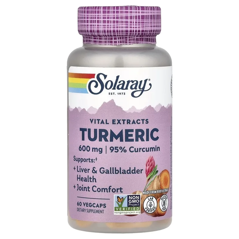 Solaray, Vital Extracts, куркума, 600 мг, 60 растительных капсул