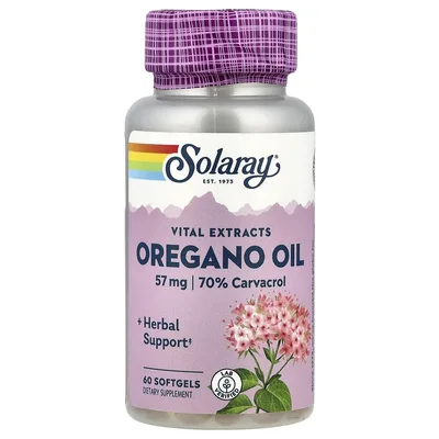 Solaray, Vital Extracts, масло орегано, 57 мг, 60 мягких таблеток