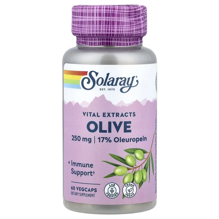 Solaray, Vital Extracts, оливы, 60 растительных капсул