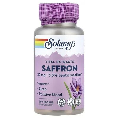Solaray, Vital Extracts, шафран, 30 мг, 30 растительных капсул