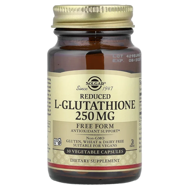 Solgar, Восстановленный L-глутатион, 250 мг, 30 растительных капсул