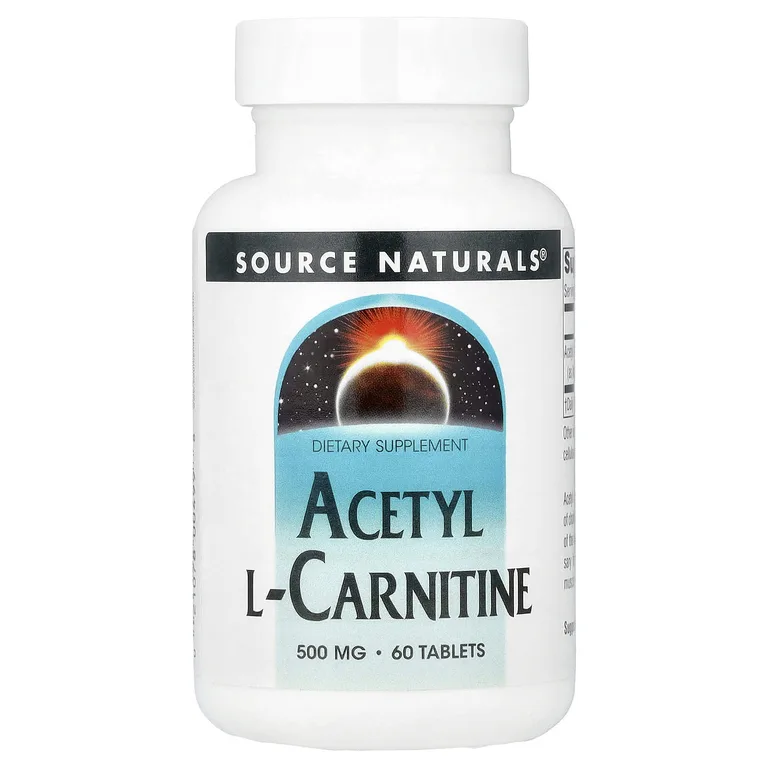Source Naturals, ацетил-L-карнитин, 500 мг, 60 таблеток