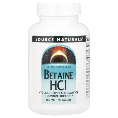 Source Naturals, бетаина гидрохлорид, 90 таблеток