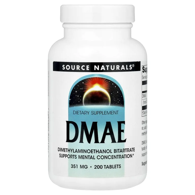 Source Naturals, ДМАЭ, 351 мг, 200 таблеток