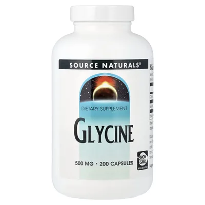 Source Naturals, глицин, 200 капсул (500 мг в 1 капсуле)