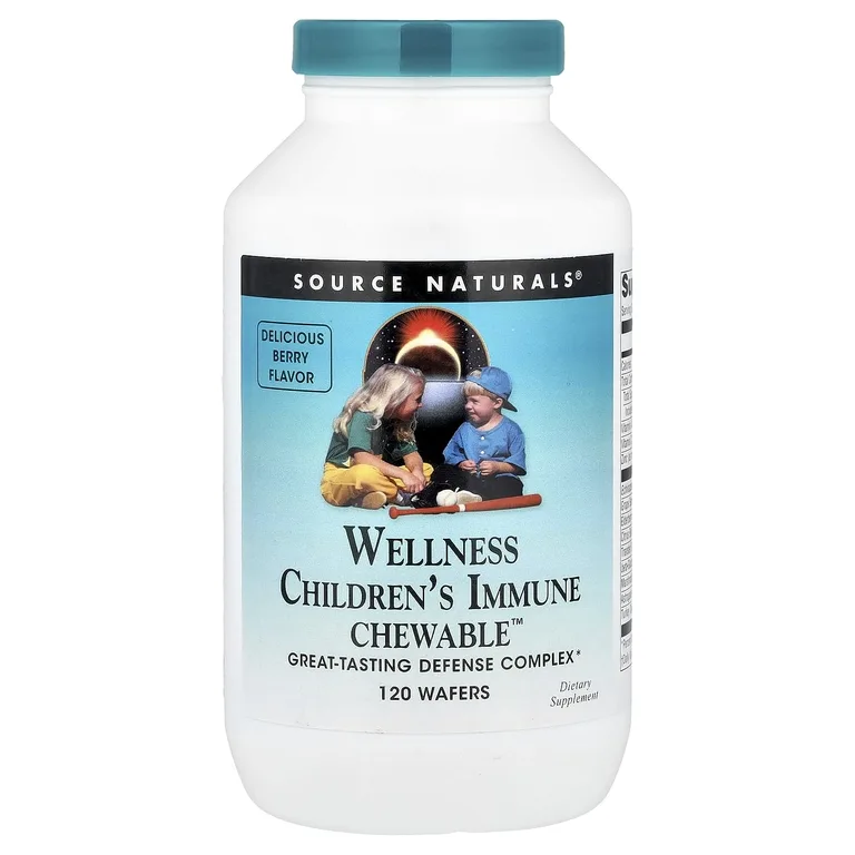 Source Naturals, комплекс для поддержки иммунной защиты детей, с ягодным вкусом, 120 жевательных таблеток