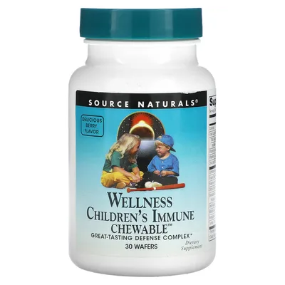 Source Naturals, комплекс для поддержки иммунной защиты детей, со вкусом ягод, 30 жевательных таблеток