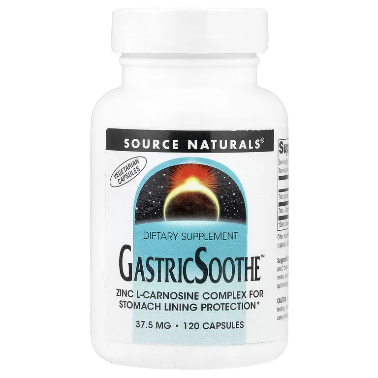 Source Naturals, Комплекс с цинком и L-карнозином для защиты слизистой оболочки желудка, 120 капсул