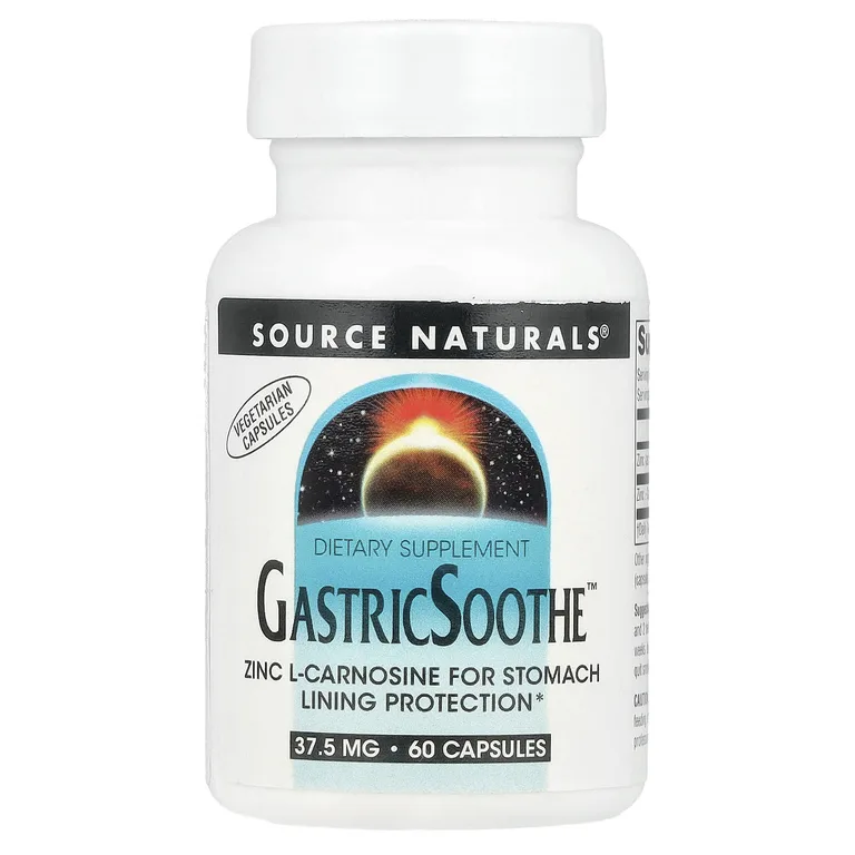 Source Naturals, Комплекс с цинком и L-карнозином для защиты слизистой оболочки желудка, 60 капсул